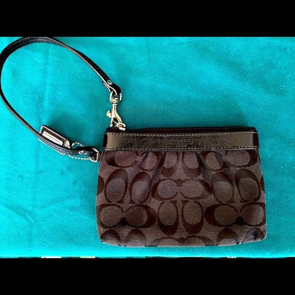 Coach Handbags - Coach black logo wristlet.